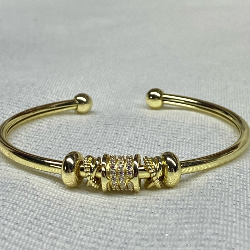 Gold-Tone Cuff Bracelet with Crystal Accents